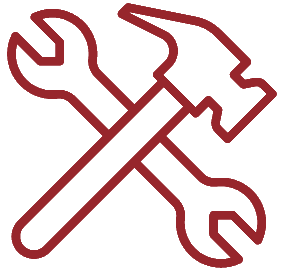 Red icon hammer and wrench