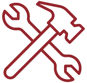 Red icon hammer and wrench