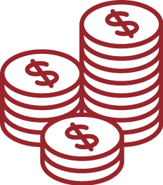 coin icon in red