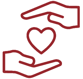 Red icon hands holding heart