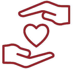 Red icon hands holding heart